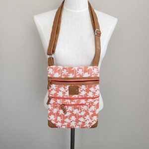 Stone Mountain crossbody shoulder bag orange palm tree pattern handbag